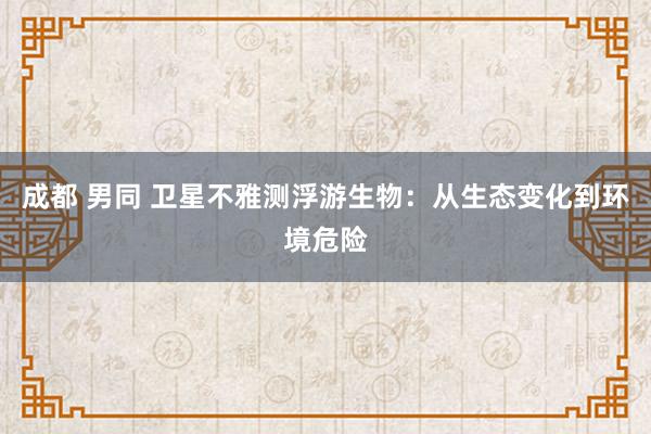 成都 男同 卫星不雅测浮游生物:从生态变化到环境危险