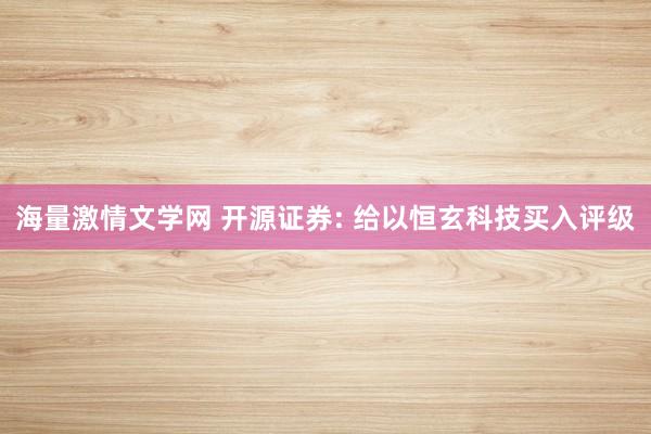 海量激情文学网 开源证券: 给以恒玄科技买入评级