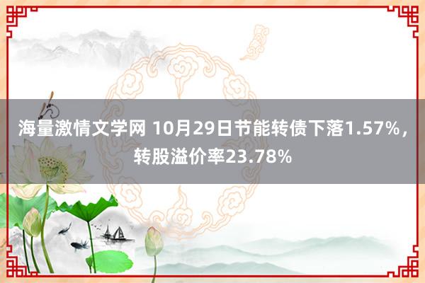 海量激情文学网 10月29日节能转债下落1.57%，转股溢价率23.78%