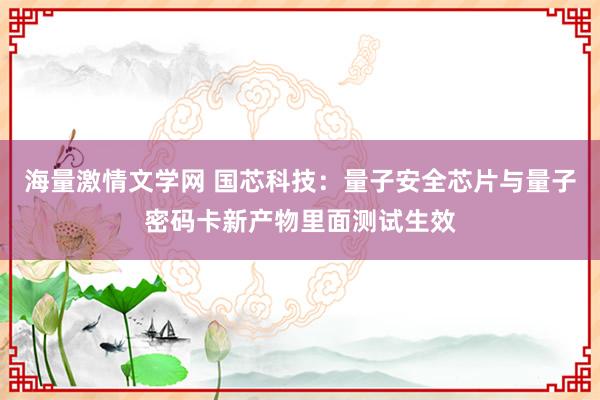 海量激情文学网 国芯科技：量子安全芯片与量子密码卡新产物里面测试生效