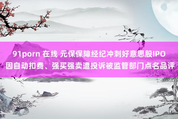 91porn 在线 元保保障经纪冲刺好意思股IPO 因自动扣费、强买强卖遭投诉被监管部门点名品评