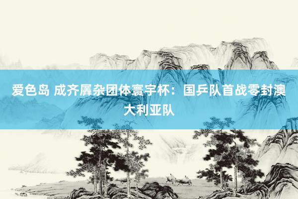 爱色岛 成齐羼杂团体寰宇杯:国乒队首战零封澳大利亚队