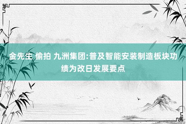 金先生 偷拍 九洲集团:普及智能安装制造板块功绩为改日发展要点