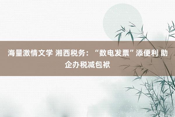 海量激情文学 湘西税务：“数电发票”添便利 助企办税减包袱