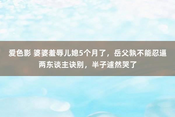 爱色影 婆婆羞辱儿媳5个月了，岳父孰不能忍逼两东谈主诀别，半子遽然哭了