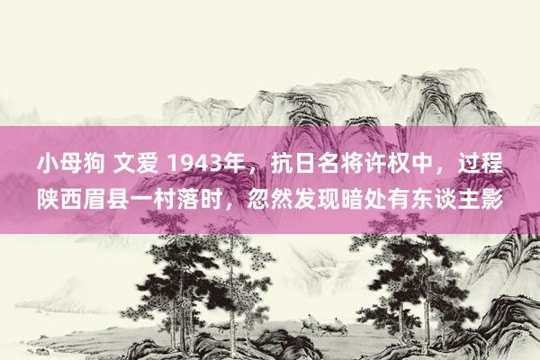 小母狗 文爱 1943年，抗日名将许权中，过程陕西眉县一村落时，忽然发现暗处有东谈主影