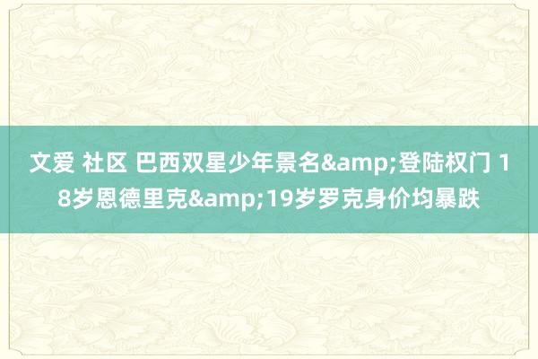文爱 社区 巴西双星少年景名&登陆权门 18岁恩德里克&19岁罗克身价均暴跌