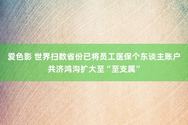 爱色影 世界扫数省份已将员工医保个东谈主账户共济鸿沟扩大至“至支属”