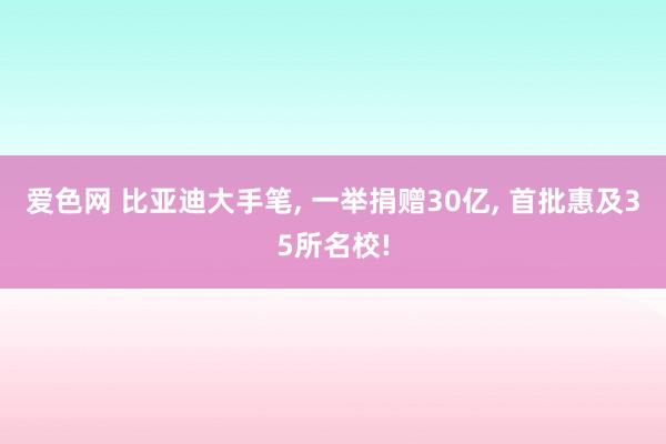 爱色网 比亚迪大手笔， 一举捐赠30亿， 首批惠及35所名校!