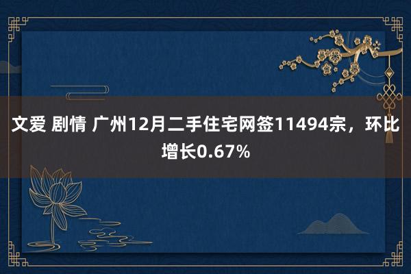 文爱 剧情 广州12月二手住宅网签11494宗，环比增长0.67%