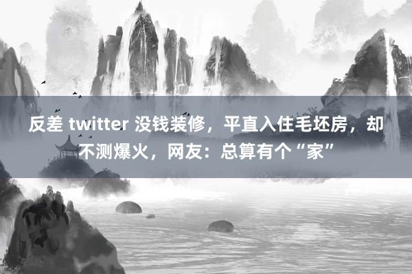反差 twitter 没钱装修，平直入住毛坯房，却不测爆火，网友：总算有个“家”