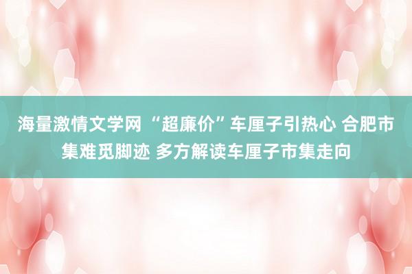 海量激情文学网 “超廉价”车厘子引热心 合肥市集难觅脚迹 多方解读车厘子市集走向