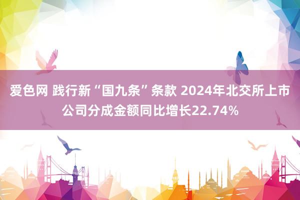 爱色网 践行新“国九条”条款 2024年北交所上市公司分成金额同比增长22.74%