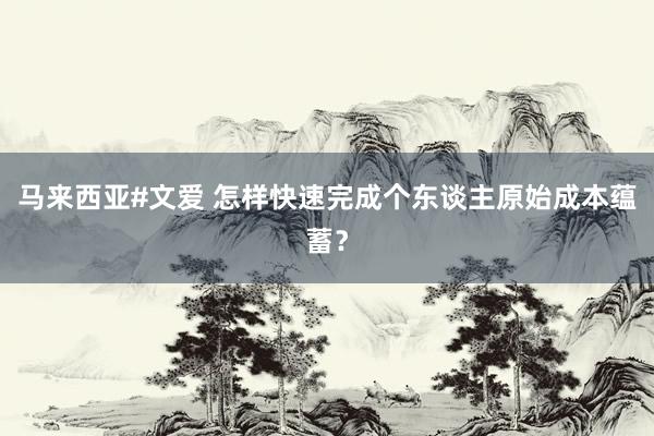 马来西亚#文爱 怎样快速完成个东谈主原始成本蕴蓄？