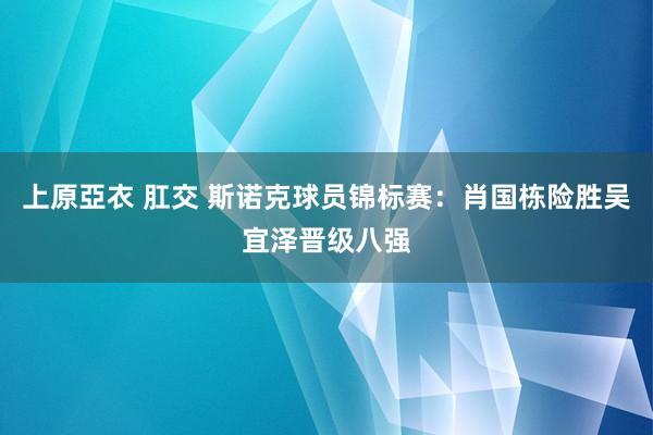 上原亞衣 肛交 斯诺克球员锦标赛：肖国栋险胜吴宜泽晋级八强