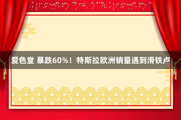 爱色堂 暴跌60%！特斯拉欧洲销量遇到滑铁卢