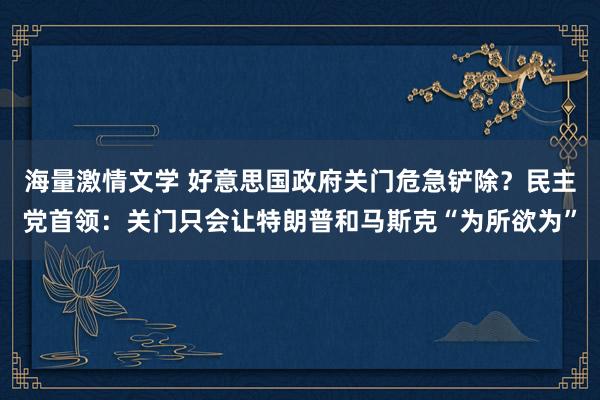 海量激情文学 好意思国政府关门危急铲除？民主党首领：关门只会让特朗普和马斯克“为所欲为”