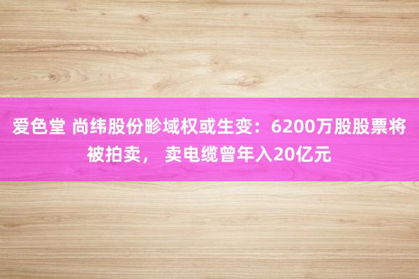 爱色堂 尚纬股份畛域权或生变：6200万股股票将被拍卖， 卖电缆曾年入20亿元