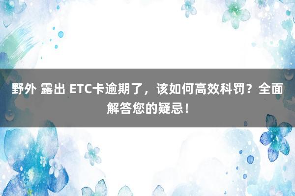 野外 露出 ETC卡逾期了，该如何高效科罚？全面解答您的疑忌！