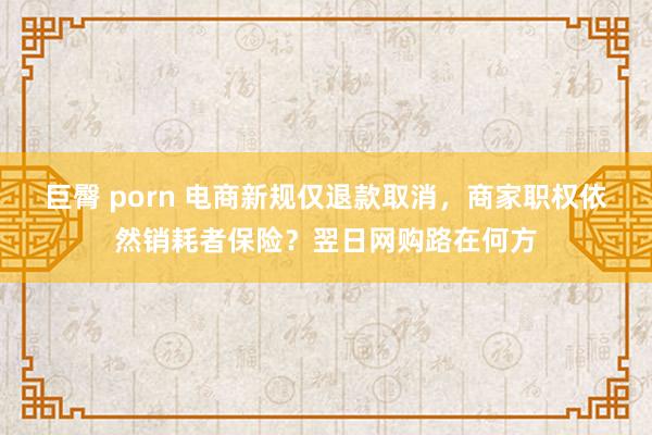 巨臀 porn 电商新规仅退款取消，商家职权依然销耗者保险？翌日网购路在何方