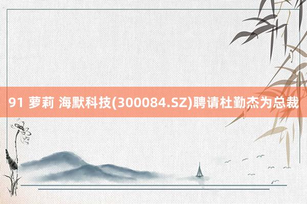 91 萝莉 海默科技(300084.SZ)聘请杜勤杰为总裁