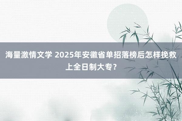 海量激情文学 2025年安徽省单招落榜后怎样挽救上全日制大专？