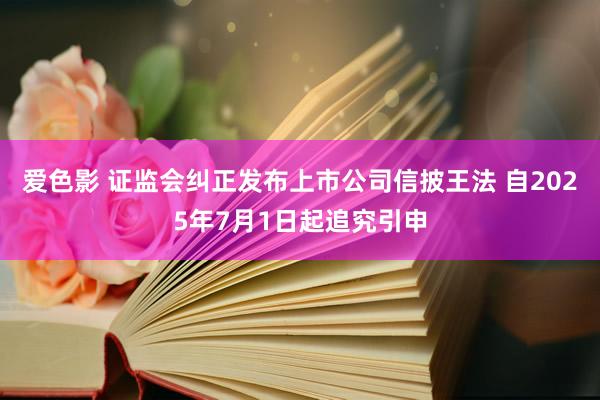 爱色影 证监会纠正发布上市公司信披王法 自2025年7月1日起追究引申
