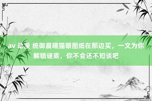 av 动漫 统御晨曦猫眼图纸在那边买，一文为你解锁谜底，你不会还不知谈吧