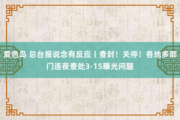 爱色岛 总台报说念有反应丨查封！关停！各地多部门连夜查处3·15曝光问题