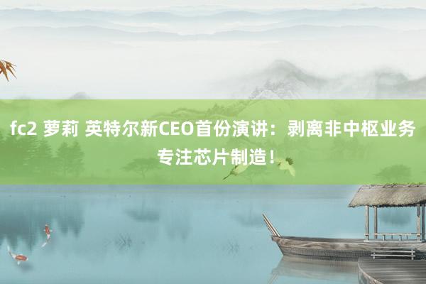 fc2 萝莉 英特尔新CEO首份演讲：剥离非中枢业务 专注芯片制造！