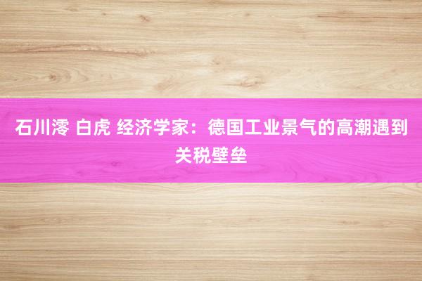 石川澪 白虎 经济学家：德国工业景气的高潮遇到关税壁垒