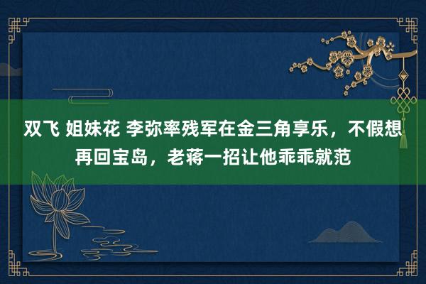 双飞 姐妹花 李弥率残军在金三角享乐，不假想再回宝岛，老蒋一招让他乖乖就范