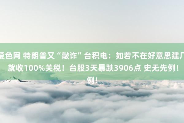 爱色网 特朗普又“敲诈”台积电：如若不在好意思建厂 就收100%关税！台股3天暴跌3906点 史无先例！