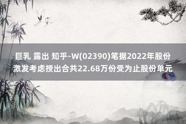 巨乳 露出 知乎-W(02390)笔据2022年股份激发考虑授出合共22.68万份受为止股份单元