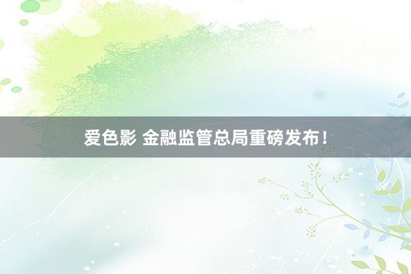爱色影 金融监管总局重磅发布！