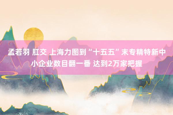 孟若羽 肛交 上海力图到“十五五”末专精特新中小企业数目翻一番 达到2万家把握