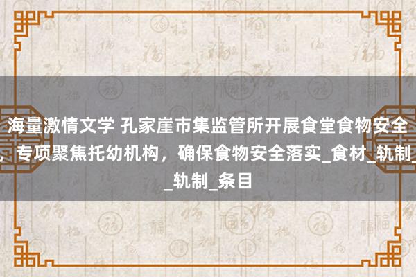 海量激情文学 孔家崖市集监管所开展食堂食物安全检察，专项聚焦托幼机构，确保食物安全落实_食材_轨制_条目