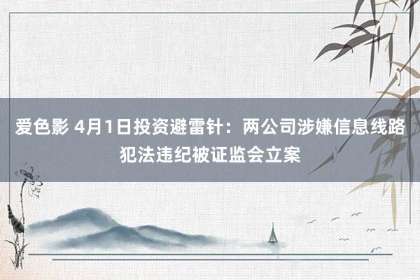 爱色影 4月1日投资避雷针：两公司涉嫌信息线路犯法违纪被证监会立案