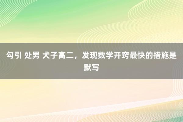 勾引 处男 犬子高二,发现数学开窍最快的措施是默写
