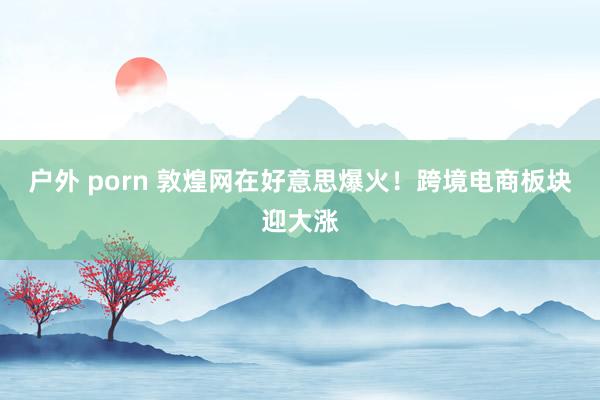 户外 porn 敦煌网在好意思爆火！跨境电商板块迎大涨
