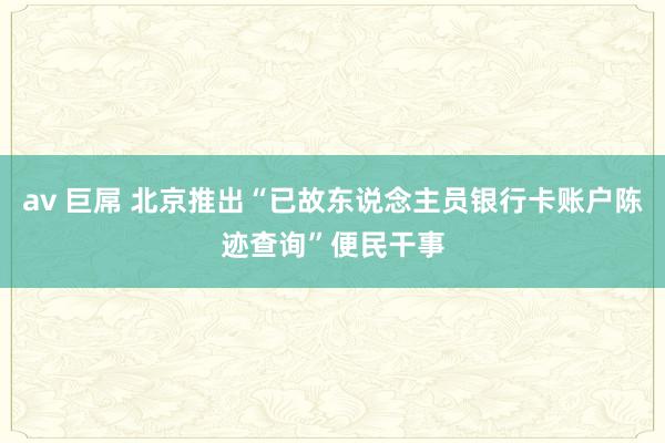 av 巨屌 北京推出“已故东说念主员银行卡账户陈迹查询”便民干事