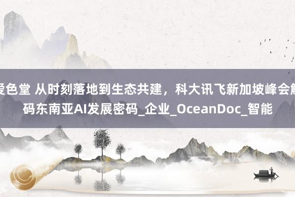 爱色堂 从时刻落地到生态共建，科大讯飞新加坡峰会解码东南亚AI发展密码_企业_OceanDoc_智能
