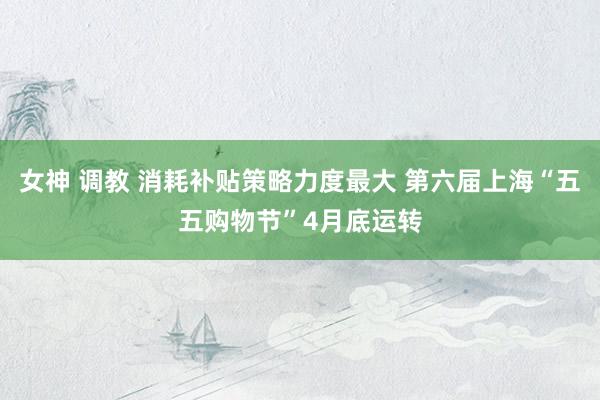 女神 调教 消耗补贴策略力度最大 第六届上海“五五购物节”4月底运转