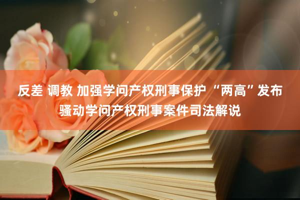 反差 调教 加强学问产权刑事保护 “两高”发布骚动学问产权刑事案件司法解说