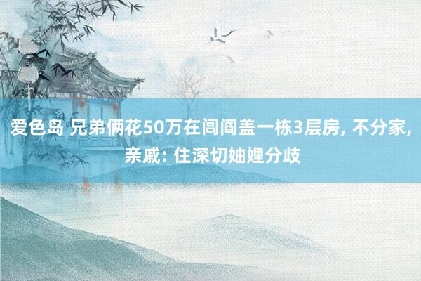 爱色岛 兄弟俩花50万在闾阎盖一栋3层房， 不分家， 亲戚: 住深切妯娌分歧
